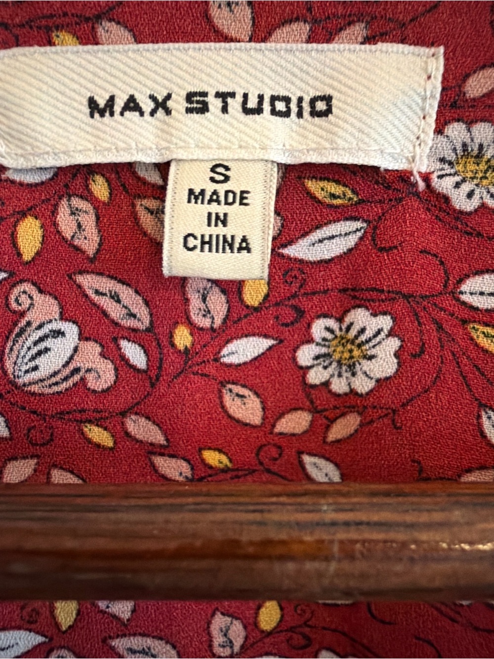 Max Studio Floral Tie Waist Peplum Blouse Red Ruffle Sleeve Boho Top Small - Picture 4 of 8